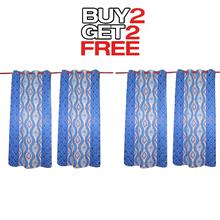 Curtains Buy 2 Get 2 Free [4pcs] [Snake Pattern Design] -Blue