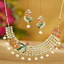 Sukkhi Brilliant Gold Plated Ad White Pearl Choker