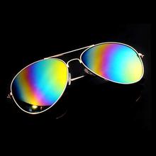 Aviator Flat Rainbow Effect Mirror Lense Sunglasses