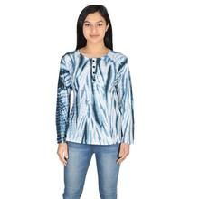 Blue/White Cotton Mix Tie-Dye T-Shirt-WTP4728