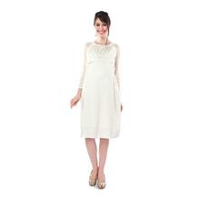 Nine Maternity White Solid Dress For Women - 5188