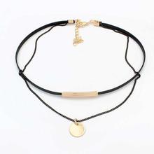 Black Double Layered Choker Necklace For Women