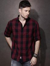 Men Black Regular Fit Checked Casual Shirt