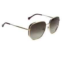 Golden Metal Brown Gradient Lens Square Sunglasses