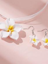 Flower Charm Necklace & Earrings 3pcs