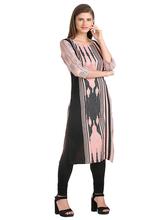 W Woman Printed Straight Kurta – Pink /Black