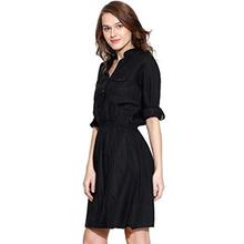 Amayra Women's Rayon A-Line Dress(Black)