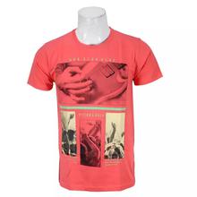 Pink Round Neck Printed T-Shirt For Men