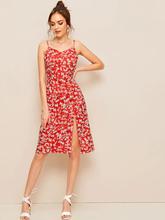 Ditsy Floral High Split Cami Dress