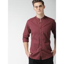 Mast & Harbour Men Maroon Regular Fit Solid Casual Shirt