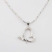 Silver/White  Zircon Cup Heart Pendant With Chain For Women-K10279