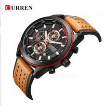 CURREN Blue/Brown Leather Strap Chronograph Watch For Men - 8292