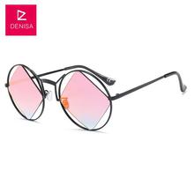 DENISA Retro Round Sunglasses Women Men Fashion Steampunk