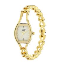 Titan Raga Gold Metal Jewellery Bangle Design, Bracelet Clasp, Quartz Glass, Water Resistant Analog Wrist Watch -2331YM02