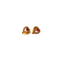 Ruby Heart Stud Earrings For Women