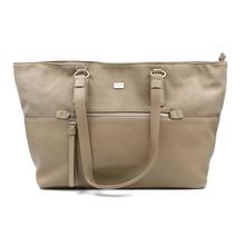 David Jones Camel Solid Front Zip Tote Bag For Women