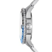 Fossil Silver/Blue Stainless Steel Business Watch For Men - FS5991