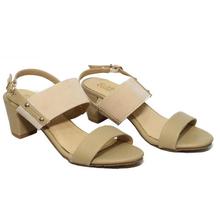 Light Brown Ankle Strap Block Heel Shoes For Women