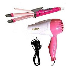 Nova Combo of Hair Care Dryer + Hair Straightener & Curler-Multicolor