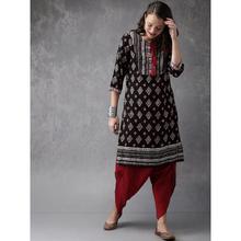 Women Black Printed A-line Kurta