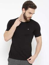 Black Solid Round Neck T-Shirt For Men (CVT1002)