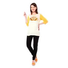 Nine Maternity Yellow Printed T-Shirt For Women - 5211