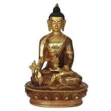 Lord Buddha Gold Plated Statue, 8"