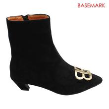 BASEMARK Black Solid Design Pointed Boot For Women