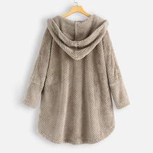 Long Sleeve Hooded Buttons Winter Women Fur Coat