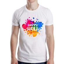 White Printed Holi T-shirts for Men