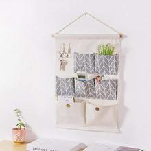 Wall Mounted Sundries Hanging Storage Canvas Bag Door Closet Hanging Pouch Pockets