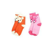 Combo Of 2 Pair Printed Socks For Kids -Pink/Orange