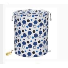 Foldable Pop-Up Round Laundry Bag Basket With Zippered Lid