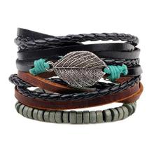 Vintage Punk Wave Multilayer Leather Bracelet Men Fashion