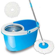 360° Floor Magic Spin Mop Bucket Set Microfiber Rotating Dry Heads With 2 Heads