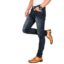 Virjeans Stretchy Ripped Design Biker Denim Pant for Men (VJC 707) Dark  Blue