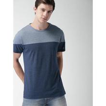 Mast & Harbour Men Blue Solid Round Neck T-shirt