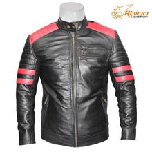 Solid Black Leather Jacket For Men
