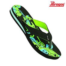 Black/Green Synthetic Printed Stimulus Slippers For Women-956