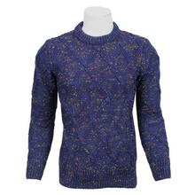 Hardik's Woolen Blue Textured Sweater for Men