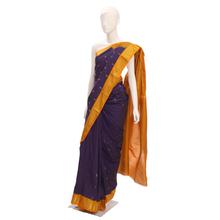 Purple Silk Saree With Golden Border