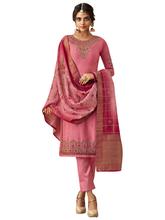 Stylee Lifestyle Pink Satin Embroidered Dress Material (2277)