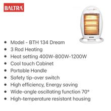 BALTRA Halogen Heater Dream 1200 Watts 3 Rod Heater BTH 134