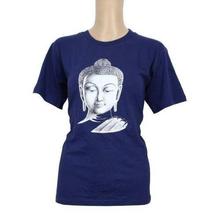 Buddha Printed 100% Cotton T-Shirt For Women- Blue