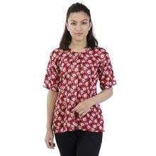 Red/White Printed Pajama Top For Women