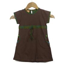 Coffee Brown 100% Cotton Dress For Girls - CDR 3094