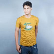 Rhino Mustard Yellow Printed T-Shirt for Men