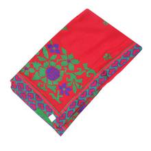 Red/ Green Flower Printed Saree For Women