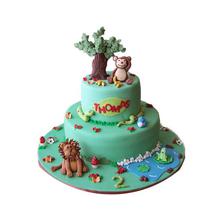 Two Tier Jungle Safari Theme Cake (8lbs) - Sara Bakery