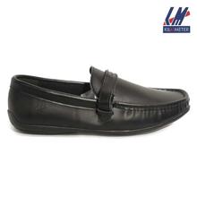 KILOMETER Black Solid Faux Leather Loafers For Men